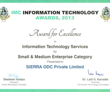 SIERRA awarded “The Best SME IT Services Company”, for 2013 in the IMC IT Awards for Software Companies